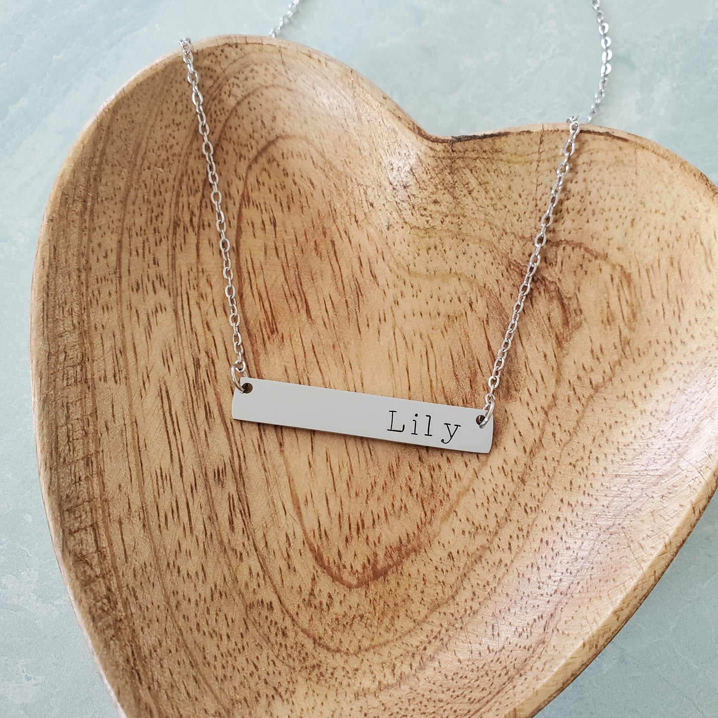 Horizontal Bar Necklace Typewriter Name
