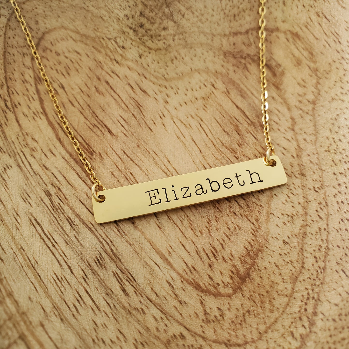 Horizontal Bar Necklace Typewriter Name
