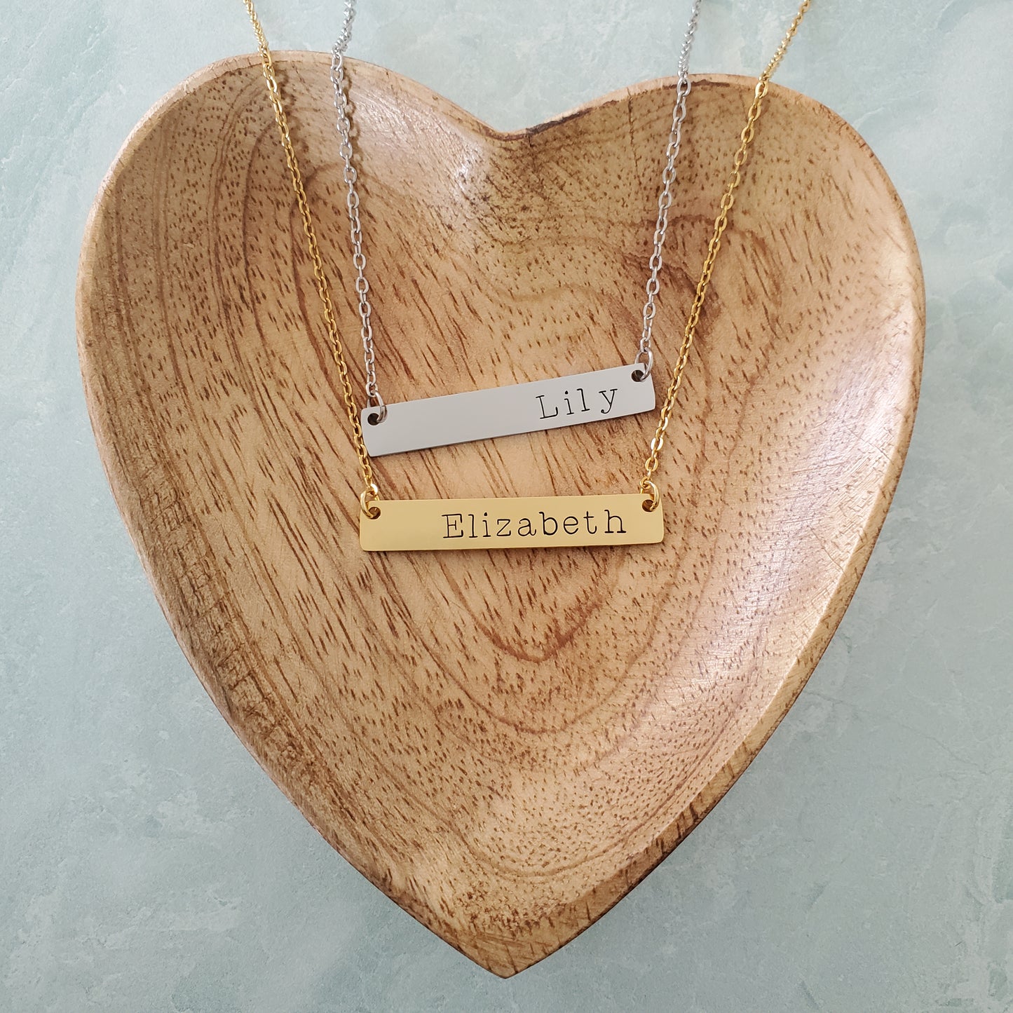 Horizontal Bar Necklace Typewriter Name