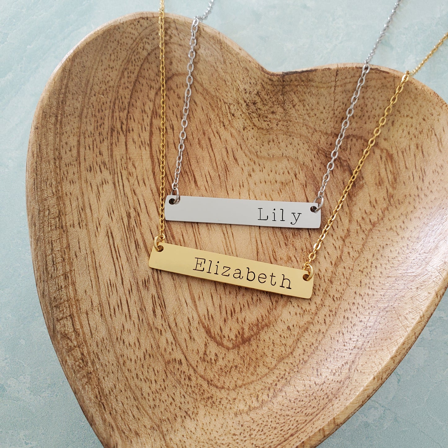 Horizontal Bar Necklace Typewriter Name