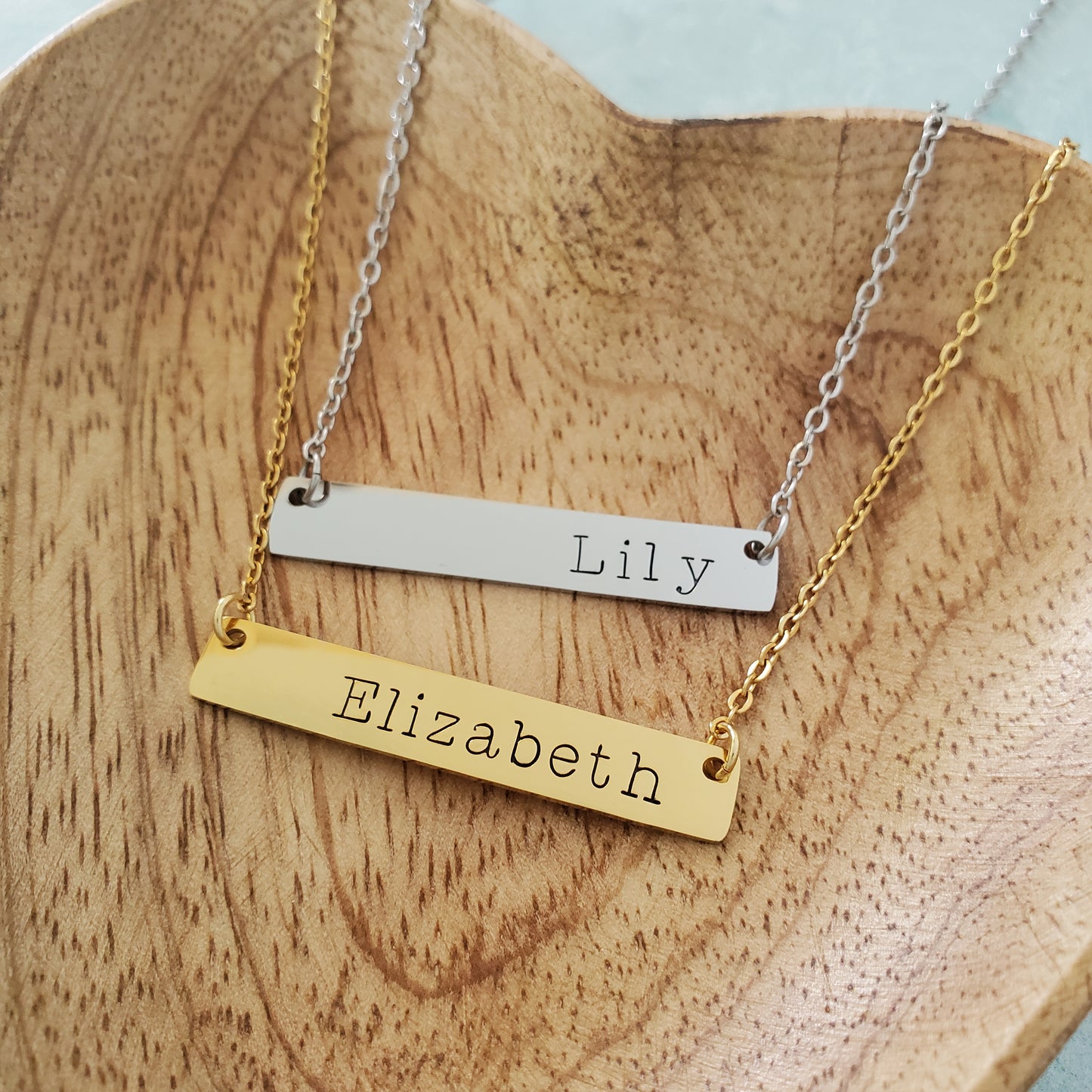 Horizontal Bar Necklace Typewriter Name