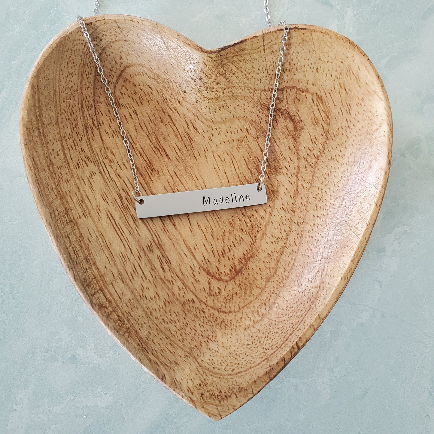 Horizontal Bar Necklace Printed Name