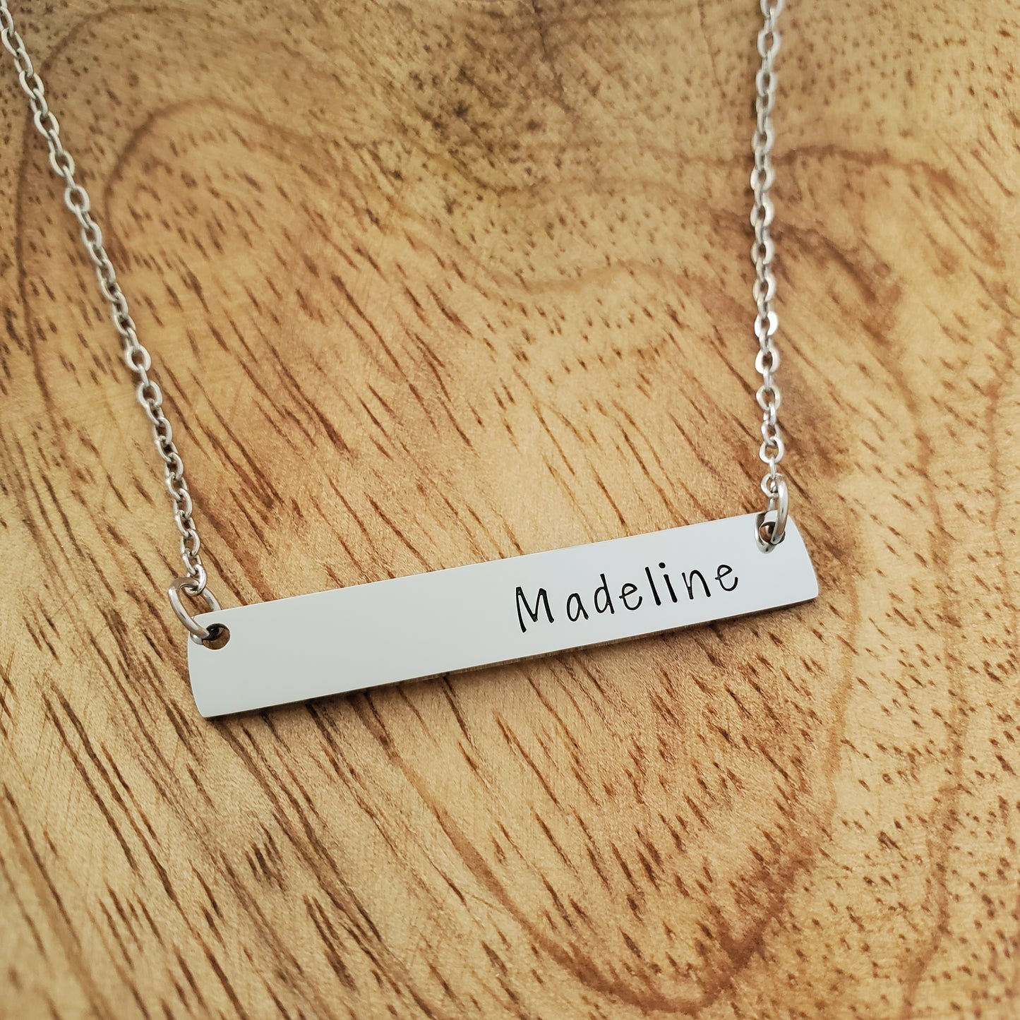 Horizontal Bar Necklace Printed Name