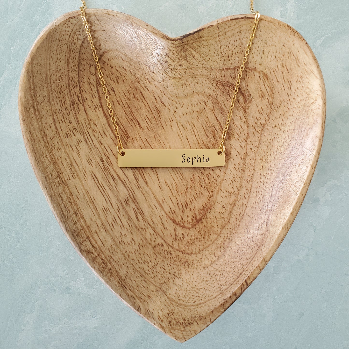 Horizontal Bar Necklace Printed Name