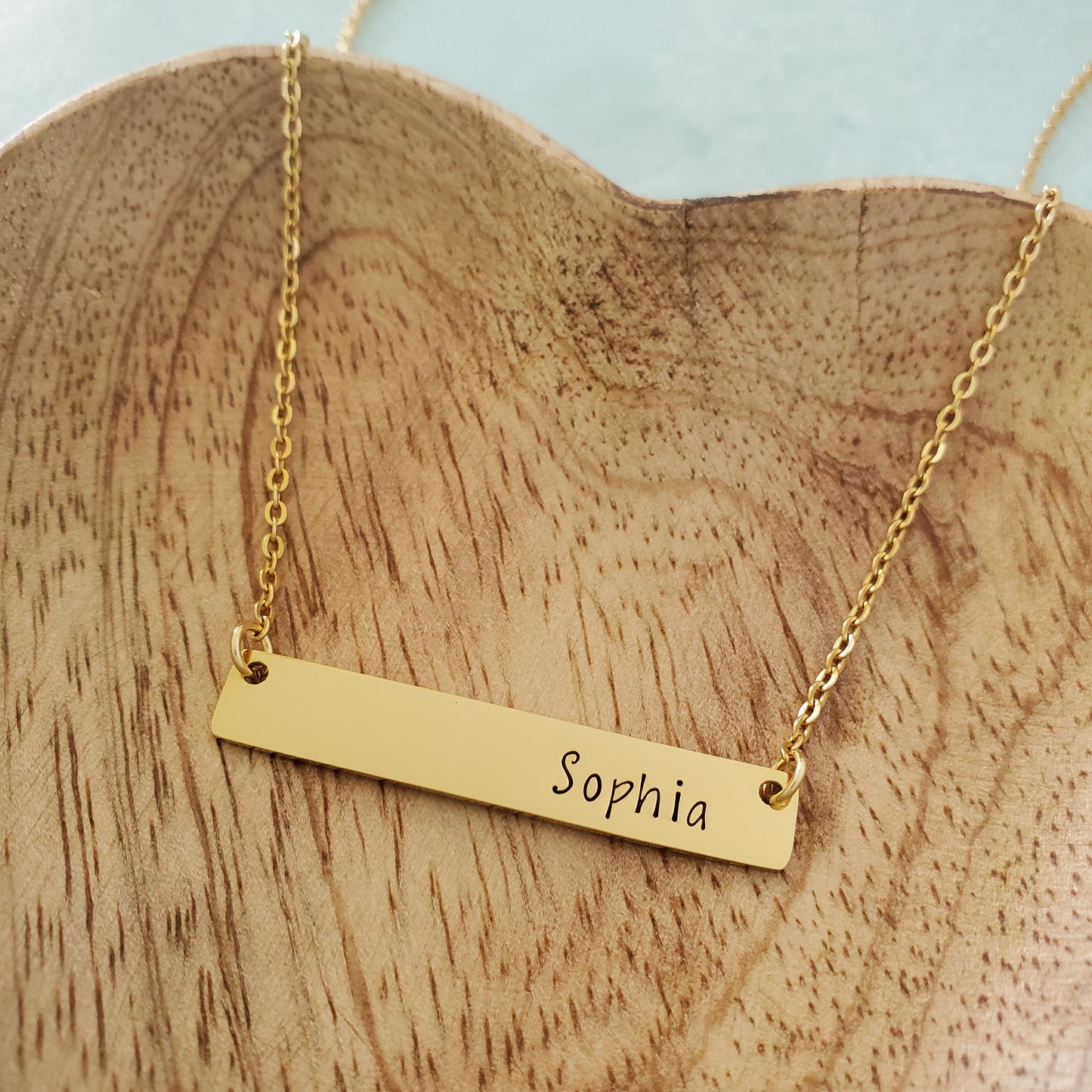 Horizontal Bar Necklace Printed Name
