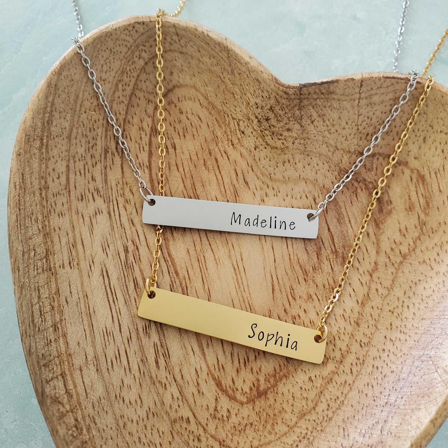 Horizontal Bar Necklace Printed Name