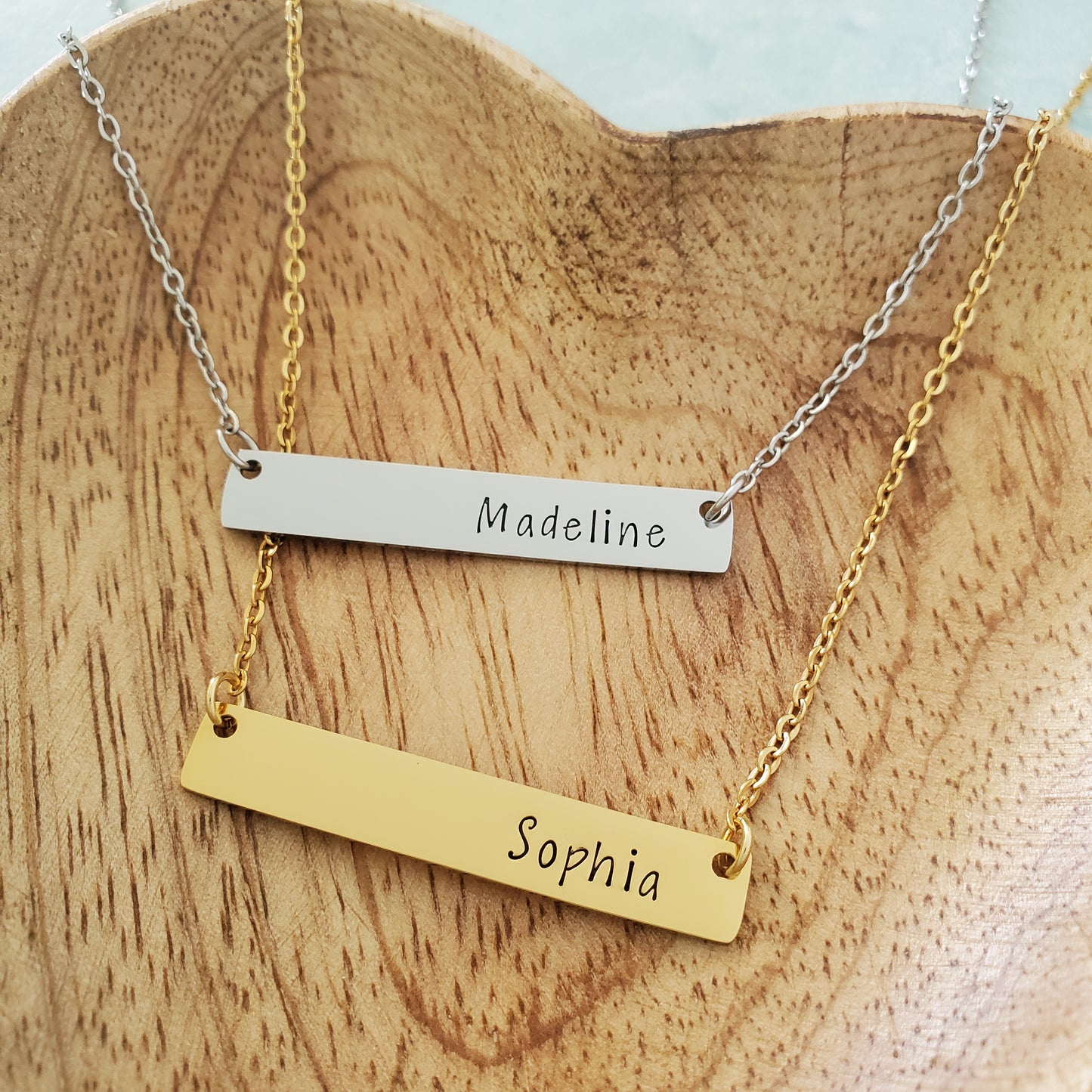 Horizontal Bar Necklace Printed Name