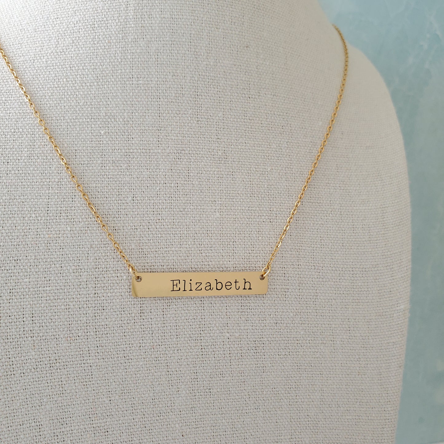 Horizontal Bar Necklace Typewriter Name