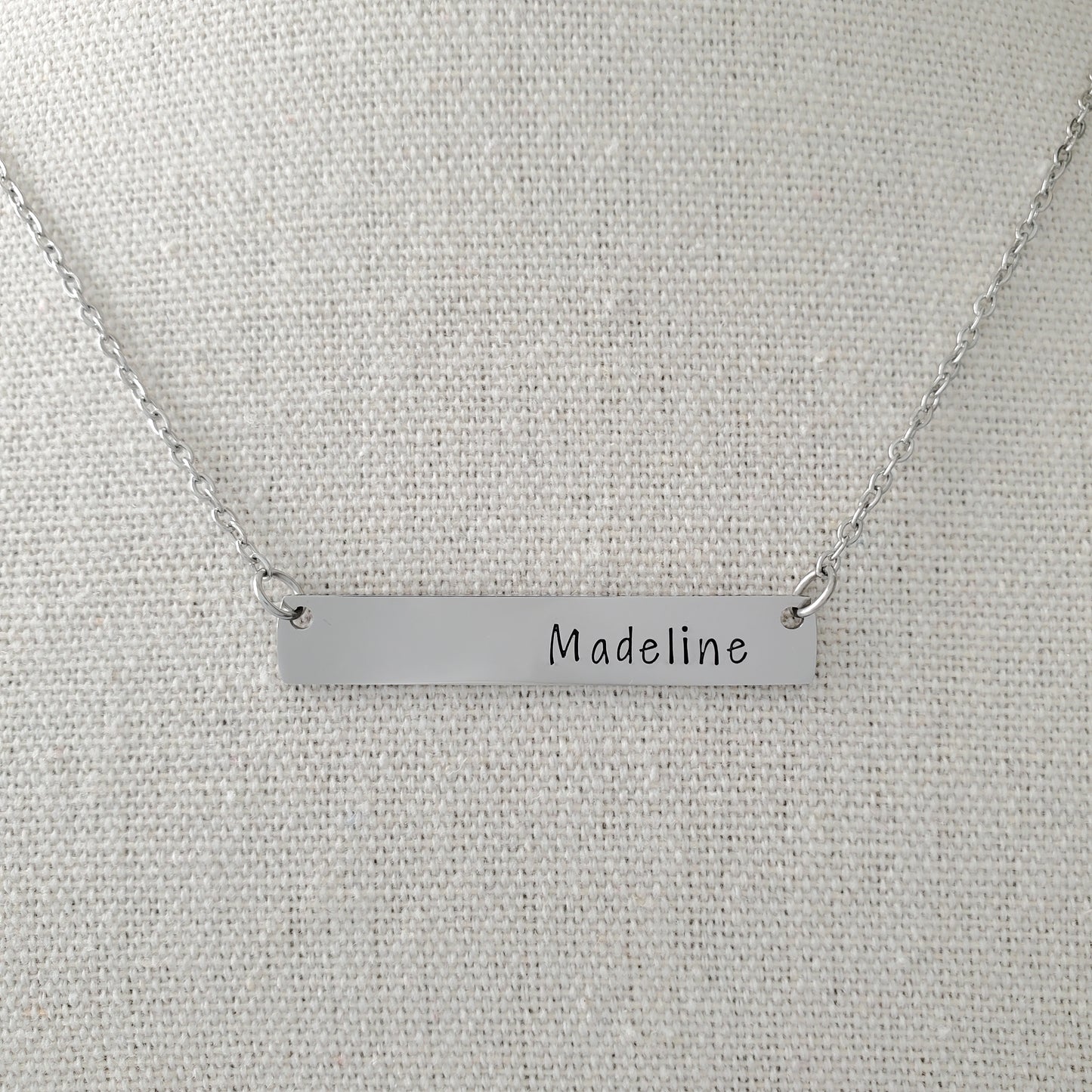 Horizontal Bar Necklace Printed Name