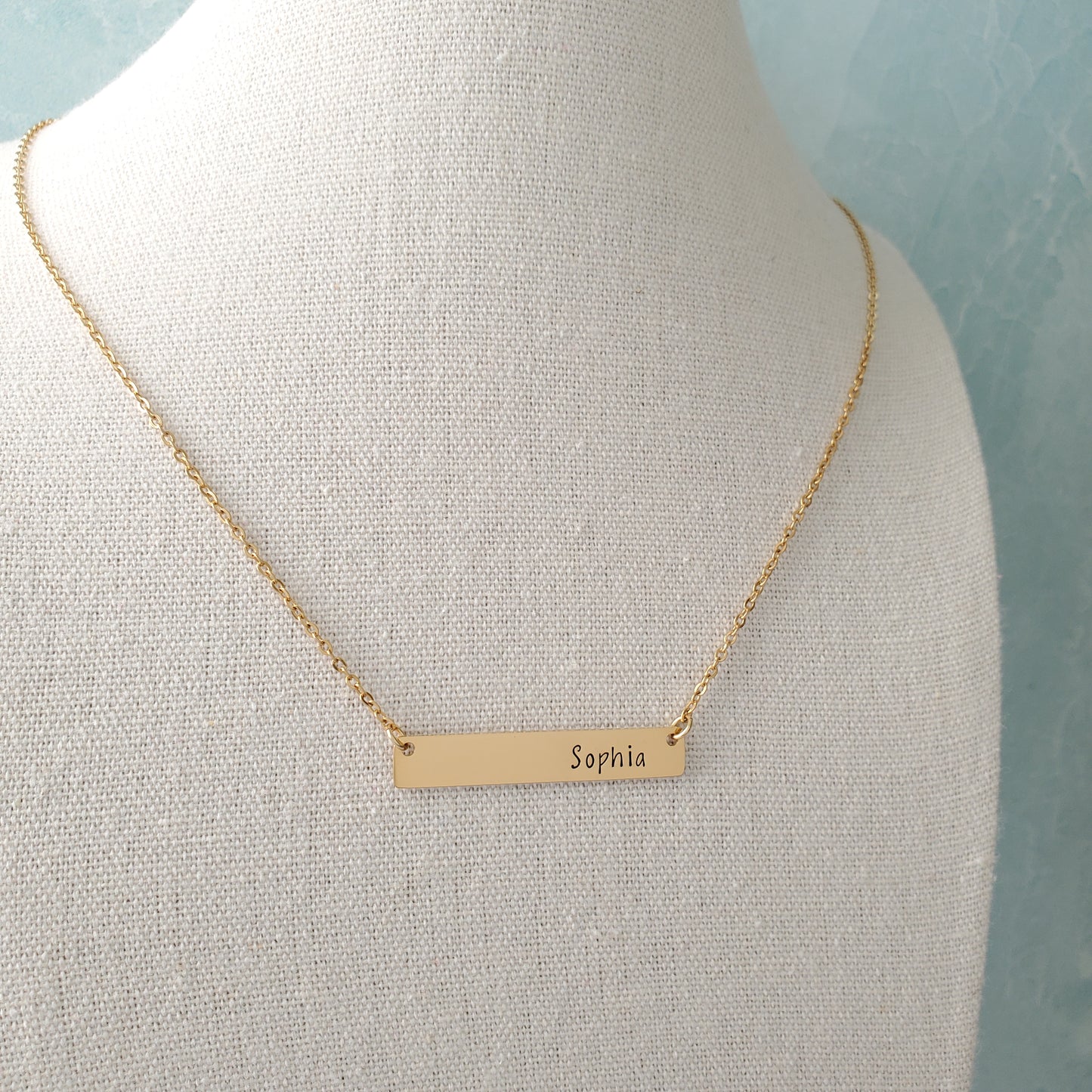 Horizontal Bar Necklace Printed Name