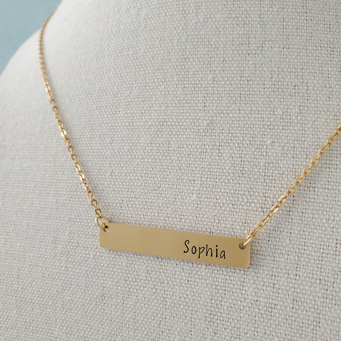 Horizontal Bar Necklace Printed Name