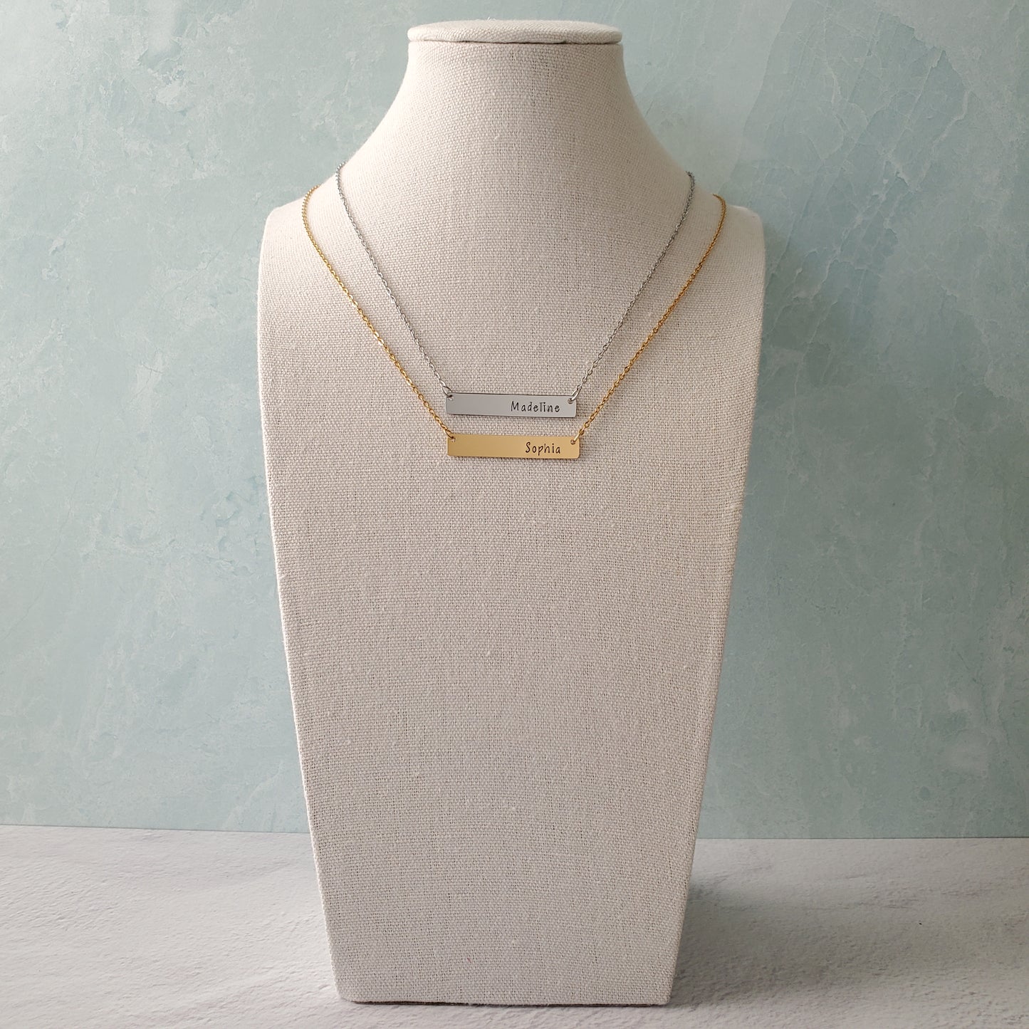 Horizontal Bar Necklace Printed Name
