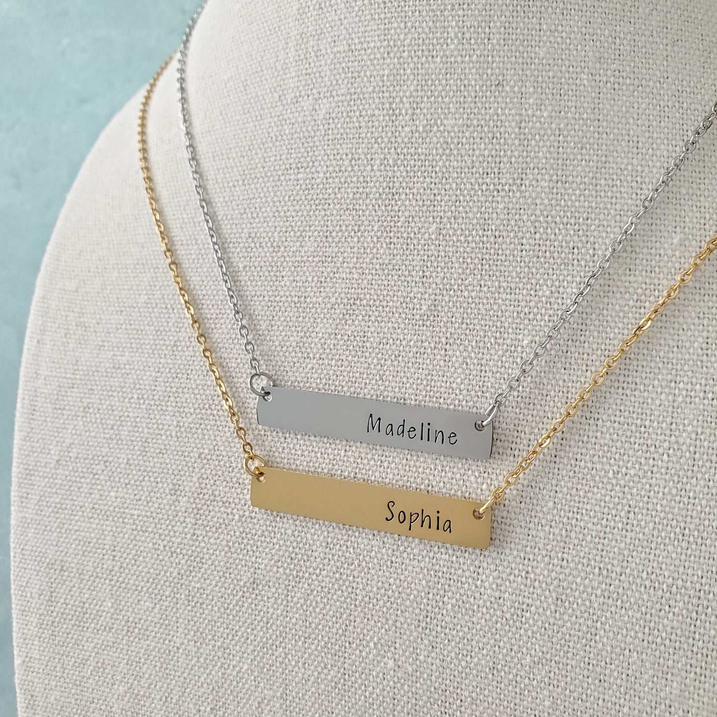 Horizontal Bar Necklace Printed Name