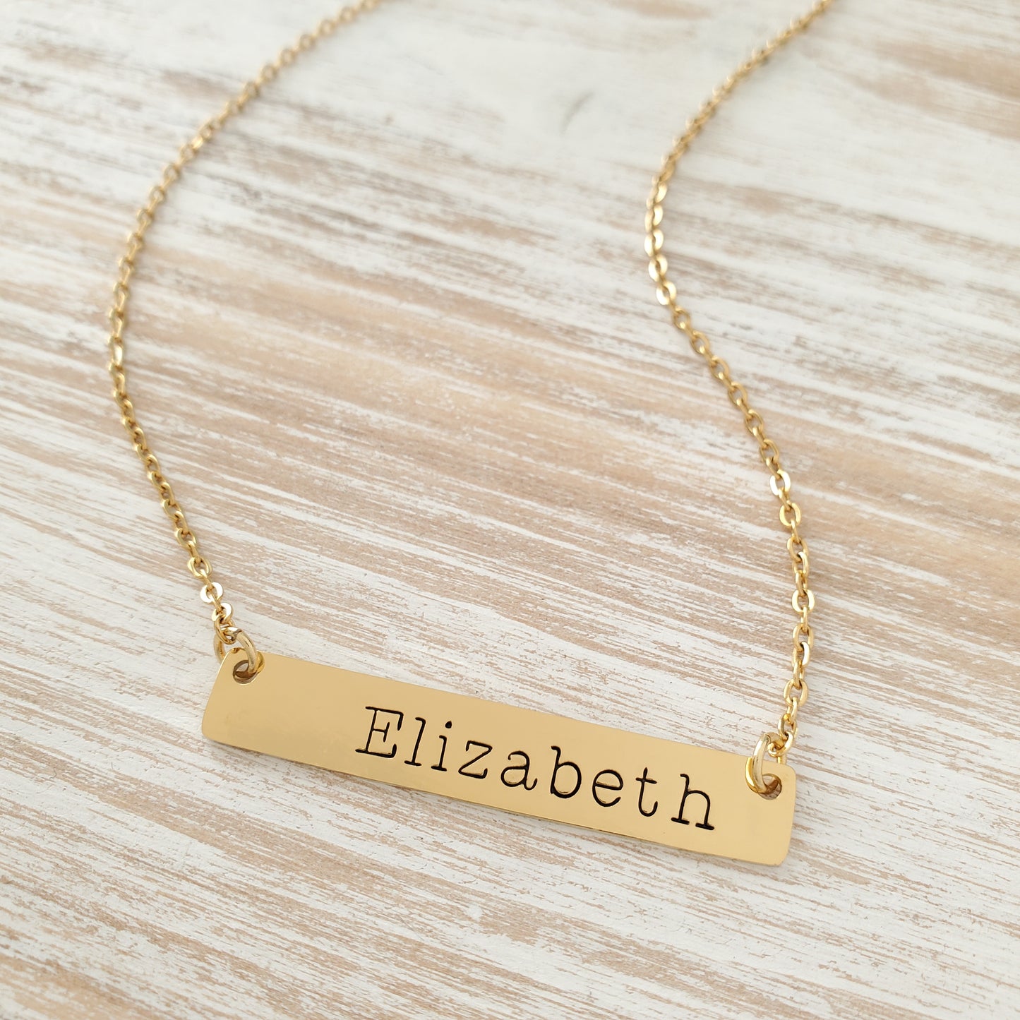 Horizontal Bar Necklace Typewriter Name