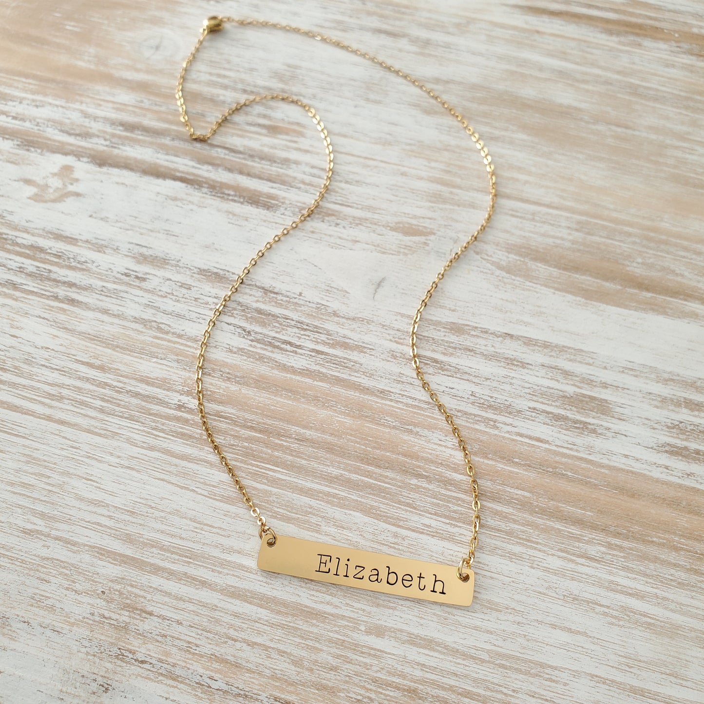 Horizontal Bar Necklace Typewriter Name