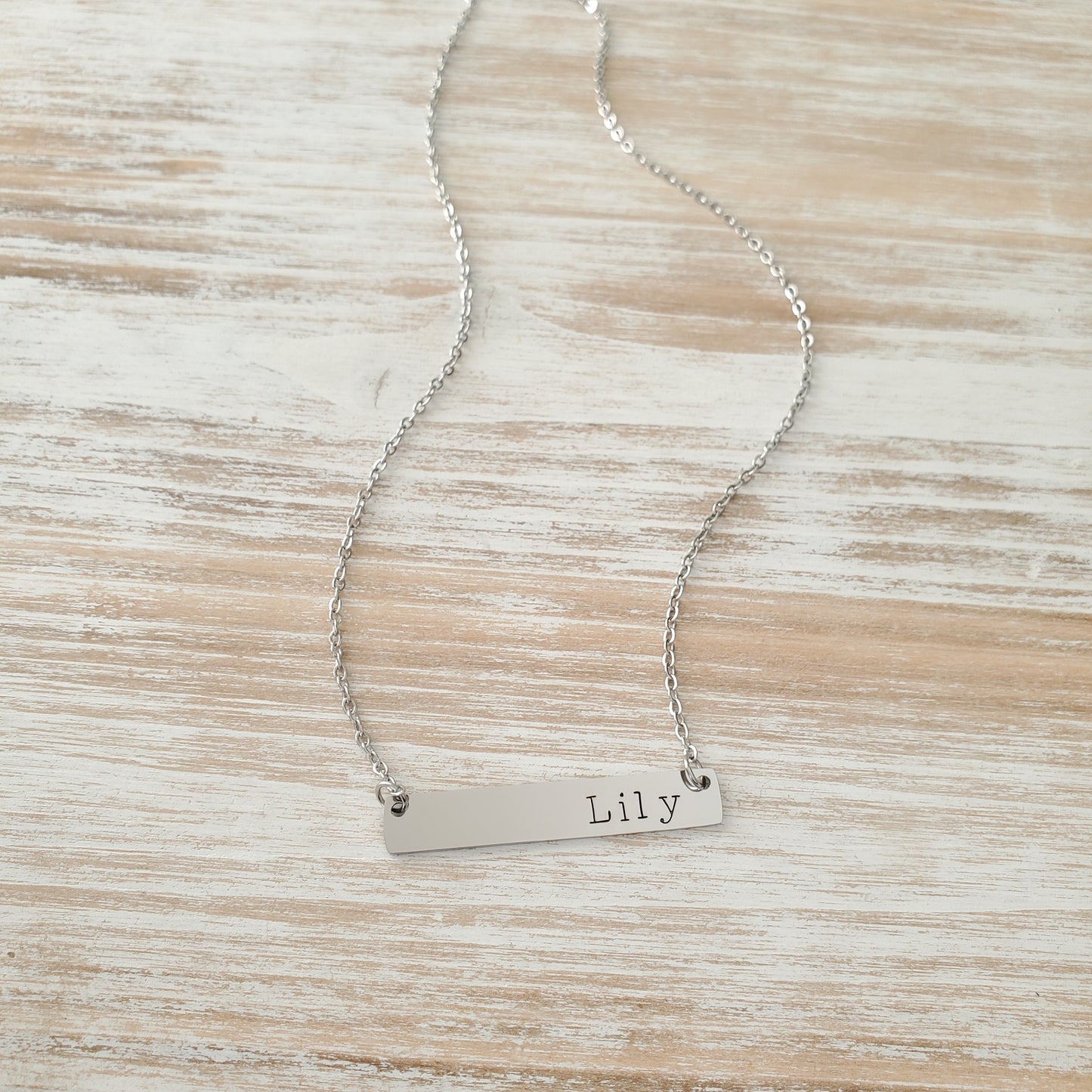 Horizontal Bar Necklace Typewriter Name