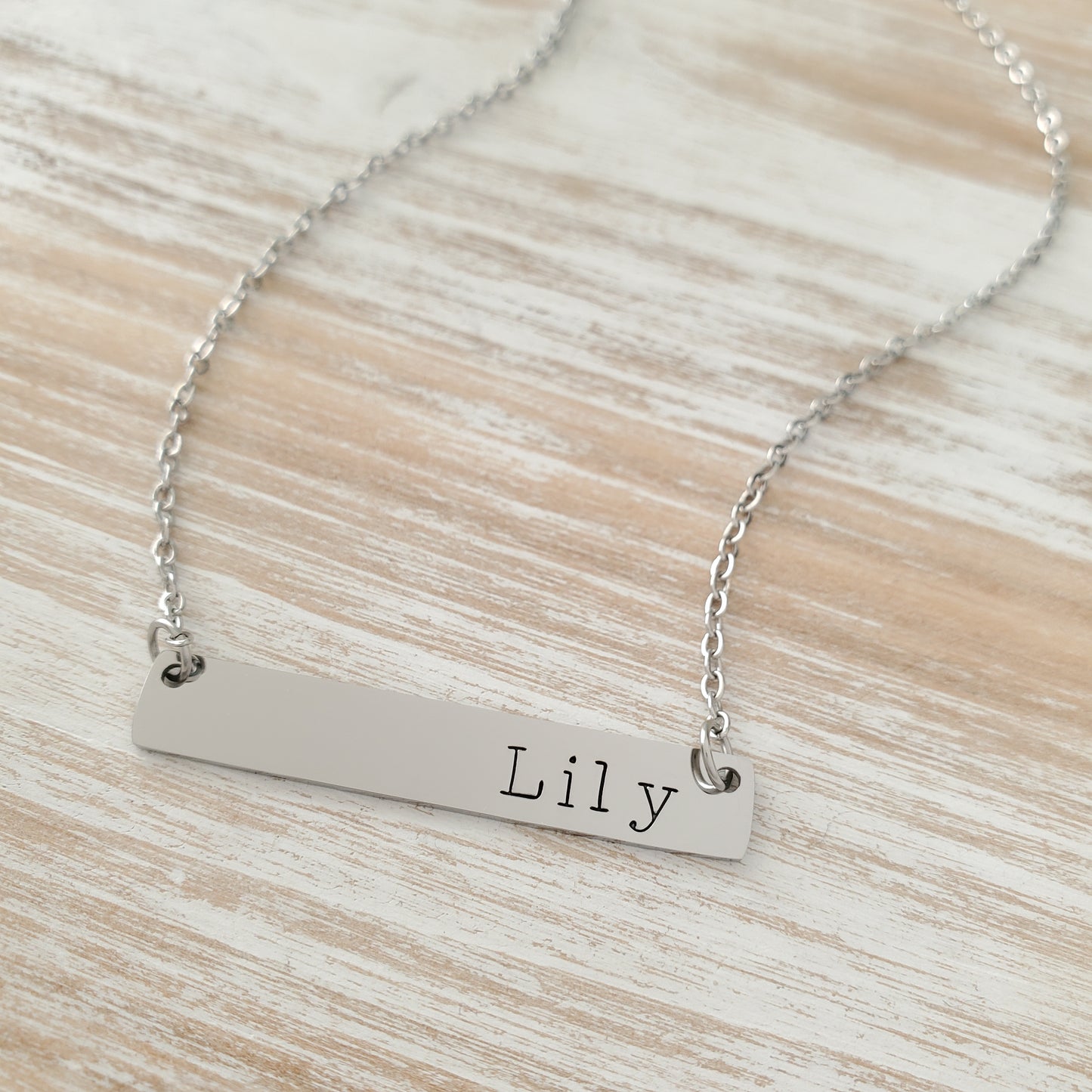 Horizontal Bar Necklace Typewriter Name