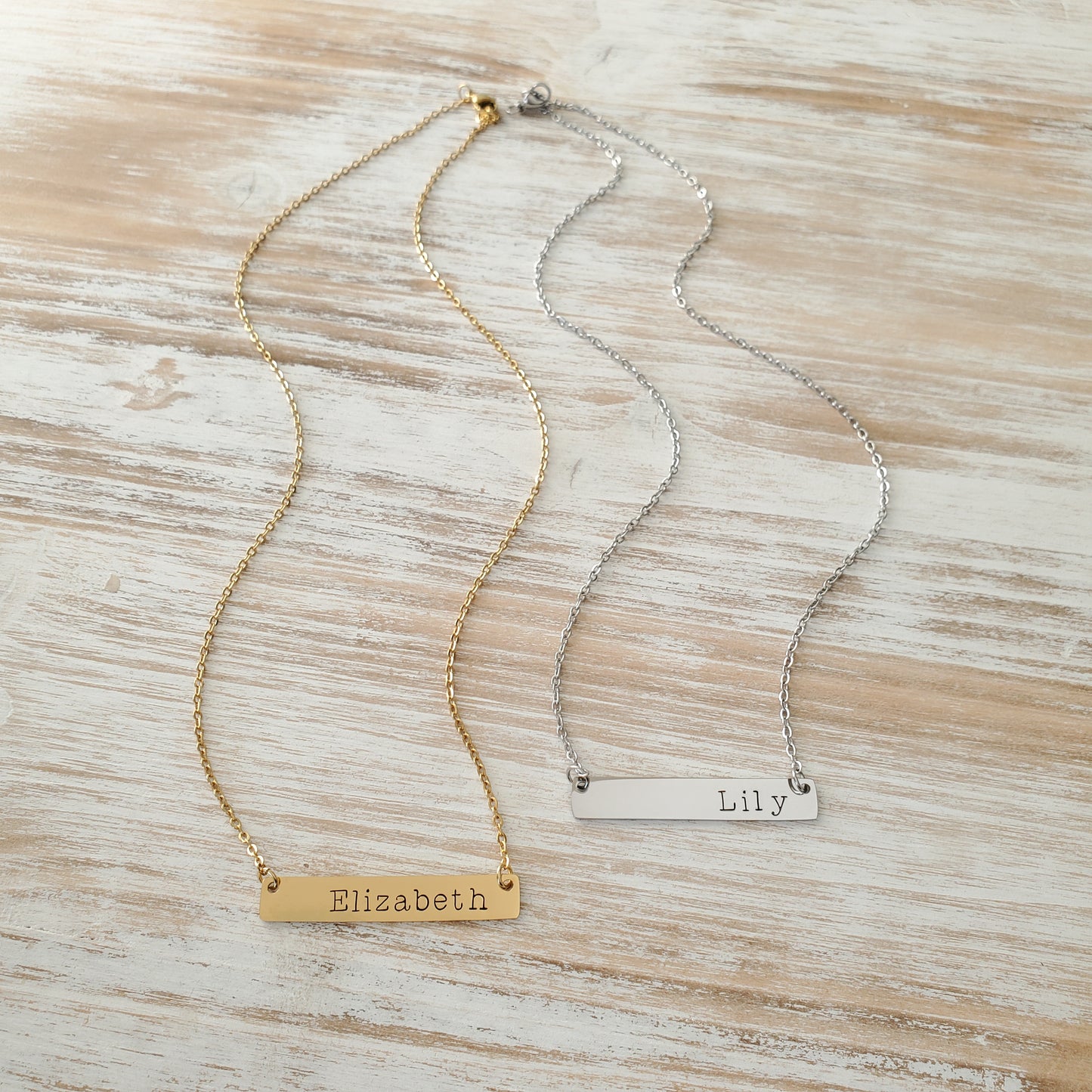 Horizontal Bar Necklace Typewriter Name