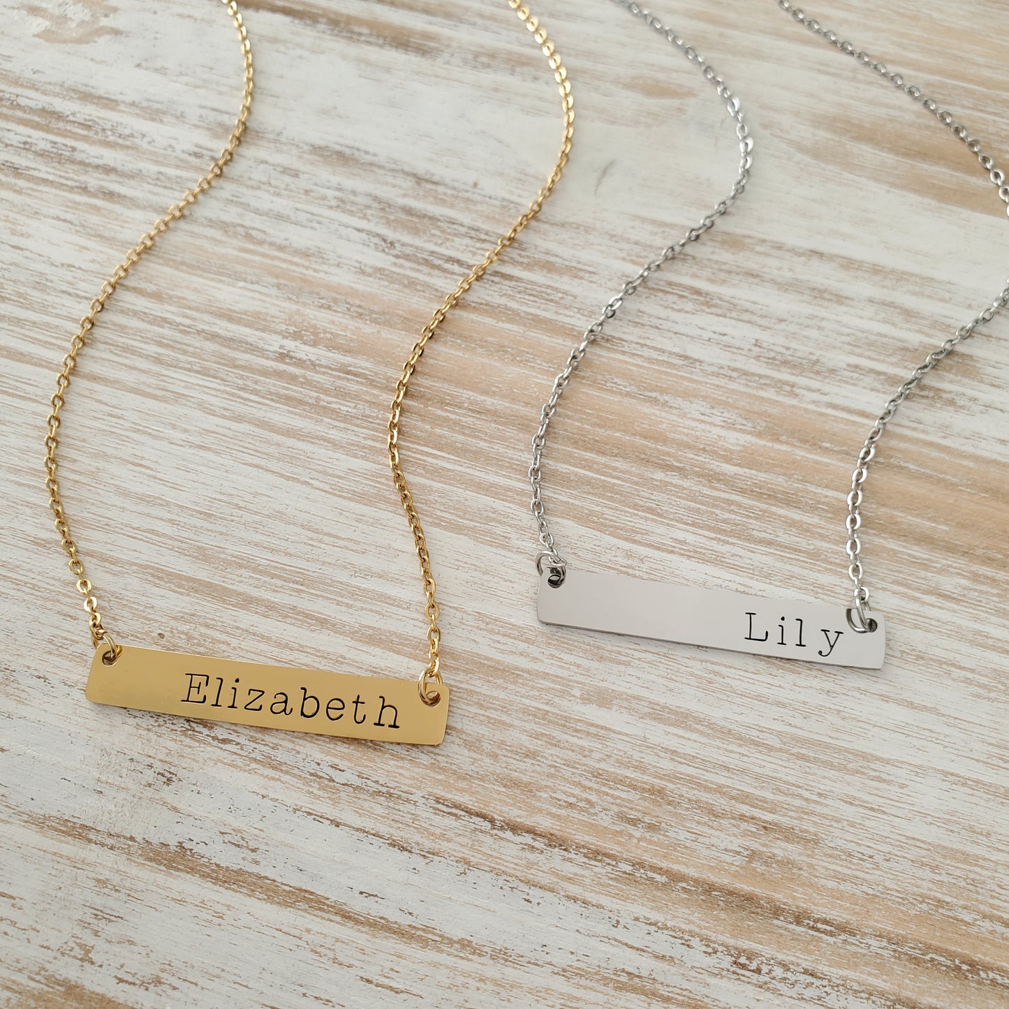 Horizontal Bar Necklace Typewriter Name