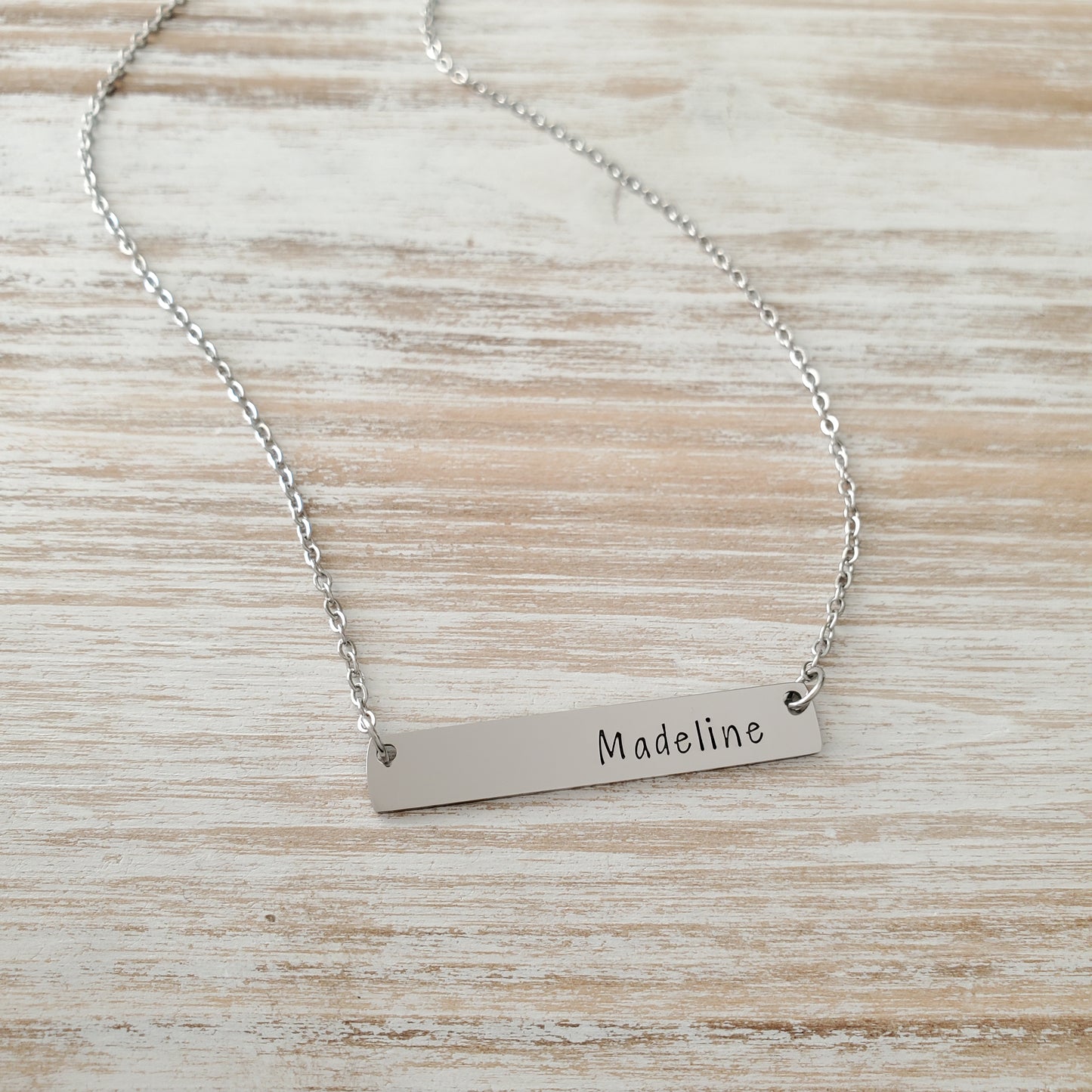 Horizontal Bar Necklace Printed Name