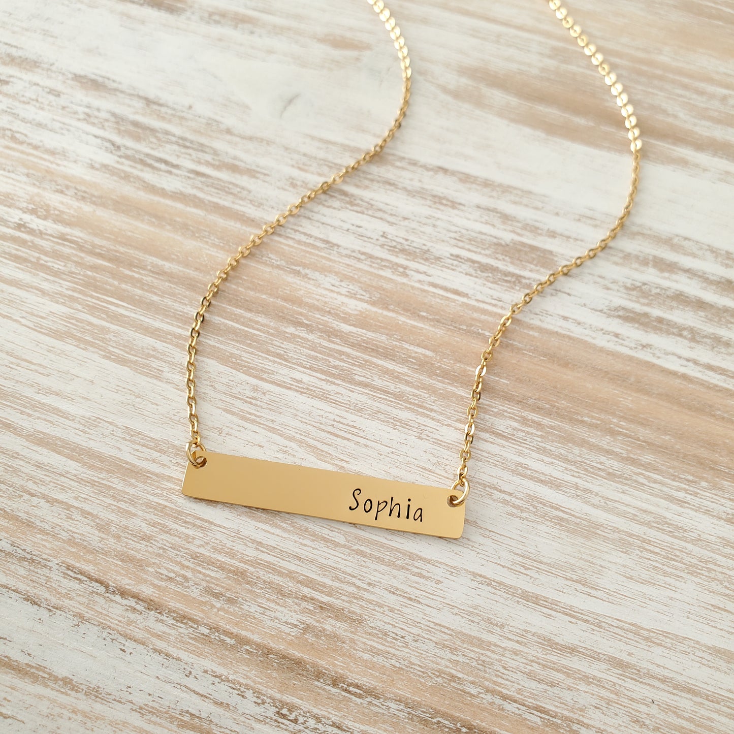 Horizontal Bar Necklace Printed Name