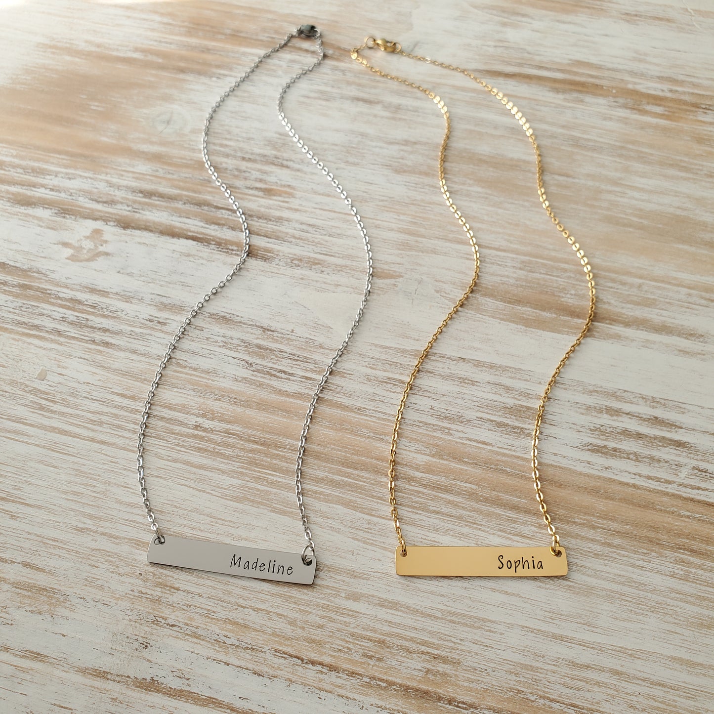 Horizontal Bar Necklace Printed Name