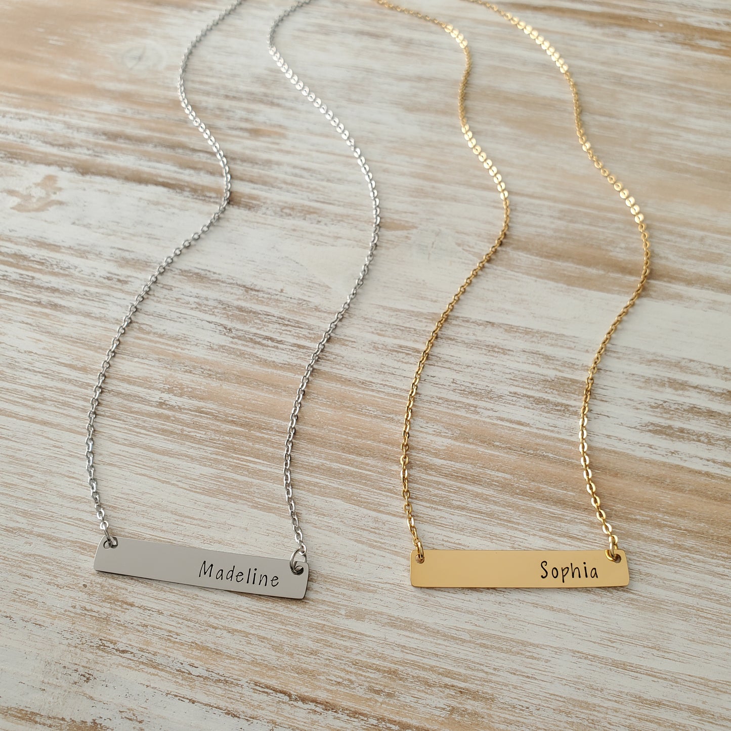 Horizontal Bar Necklace Printed Name