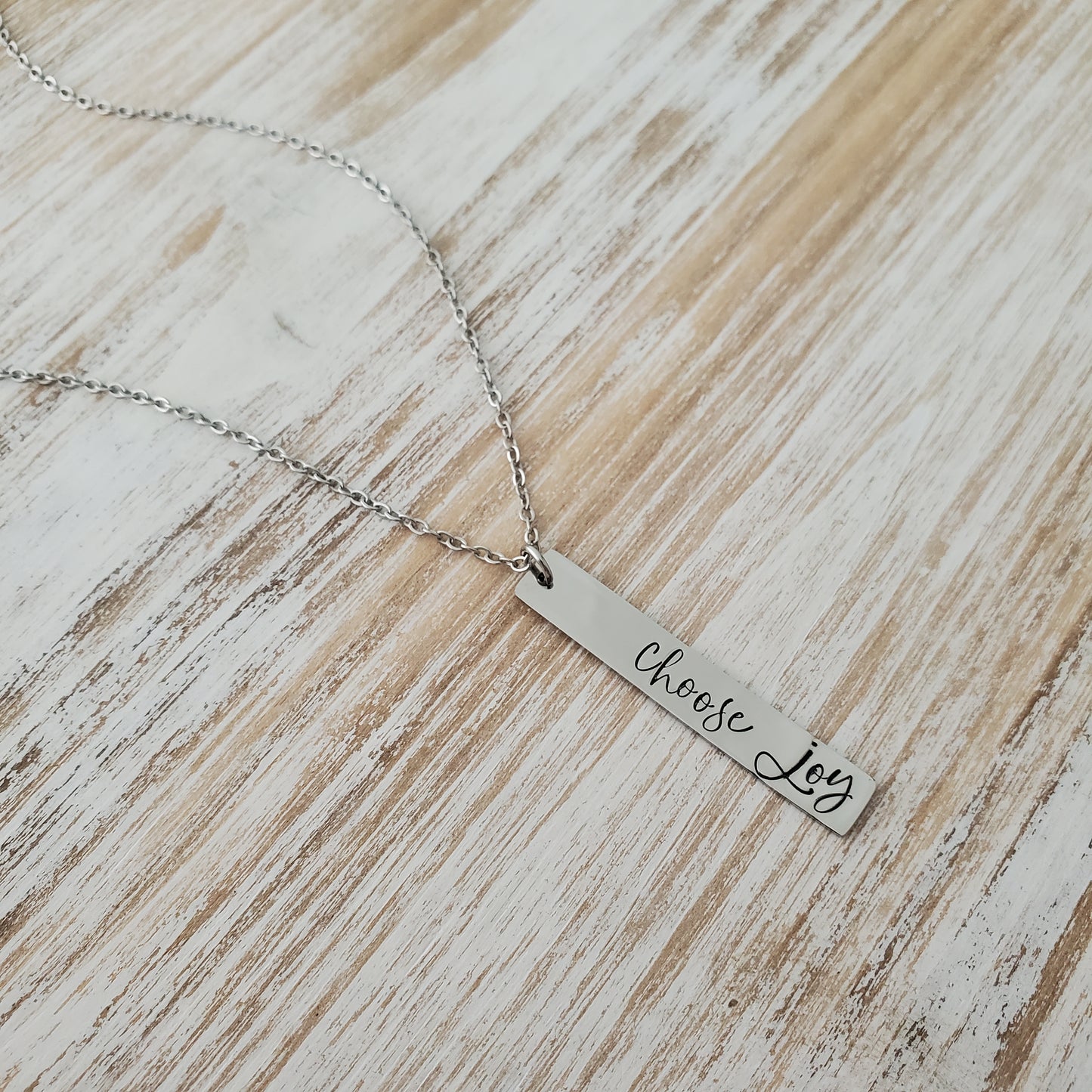 Vertical Bar Necklace with bold script