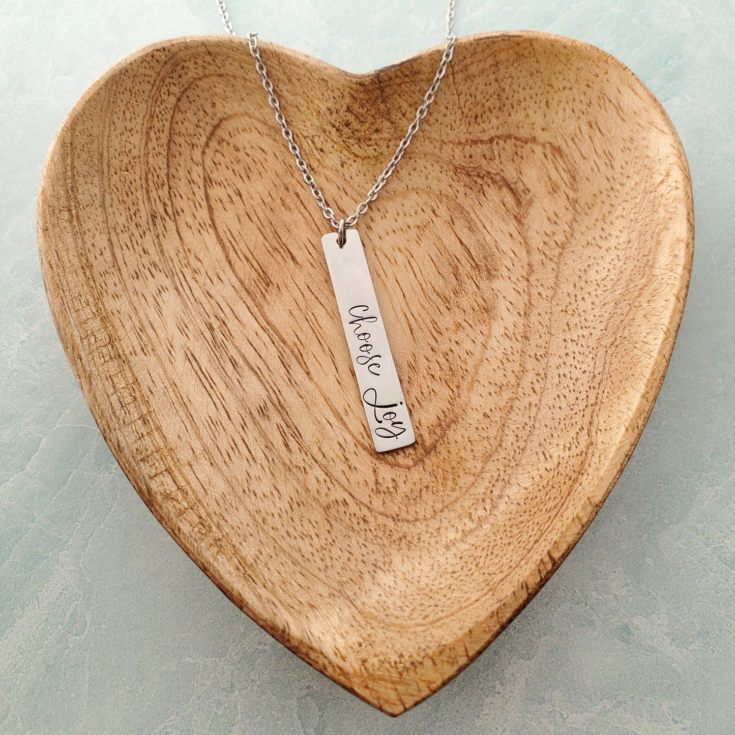 Vertical Bar Necklace with bold script
