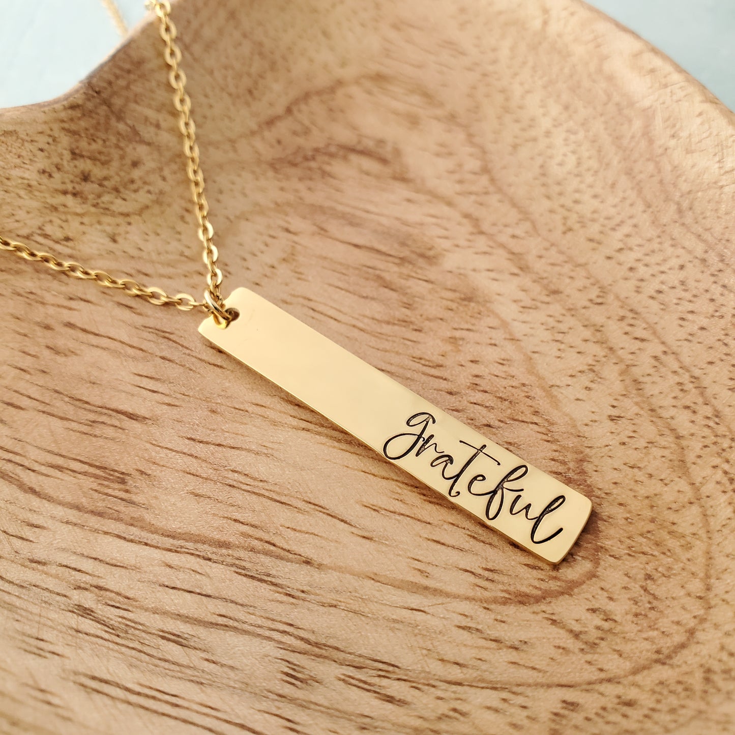 Vertical Bar Necklace with bold script